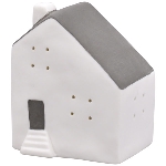 Haus mit LED CœuR, grau, Porzellan, 9,5x7,7x11 cm