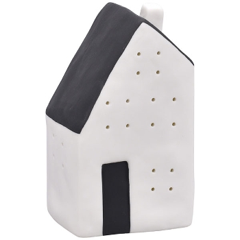 Haus mit LED CœuR, schwarz, Porzellan, 9,3x7,5x15,5 cm