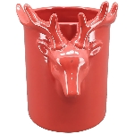 RentierWindLicht Chrissie, rot, Keramik, 13,5x11,5x15 cm