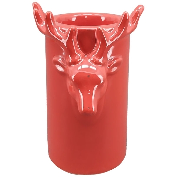 RentierTeeLichtHalter Chrissie, rot, Keramik, 9,7x9,3x13,7 cm