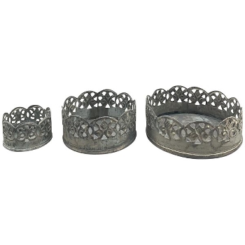 Tablett Set/3 Junker, zink, Metall, 5x5x2,5 cm, 8x8x3 cm,