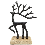 Rentier Sobre, schwarz/natur, Aluminium/Holz, 15x5x22 cm