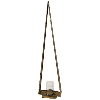 KerzenHalter mit Glas Doré, gold, Metall, 21x9,5x80 cm