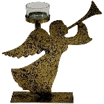 EngelKerzenHalter mit Glas Doré, gold, Metall, 22x5x24,5 cm