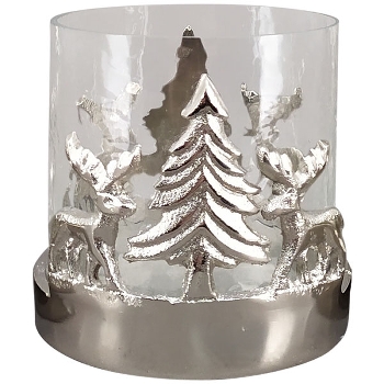 WindLicht GROS, silber, Alu/Glas, 8,5x8,5x8,5 cm