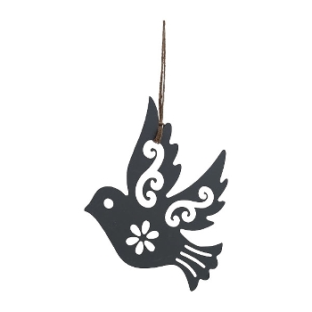 VogelHänger Teal, zink, Metall, 9,5x0,1x9,5 cm