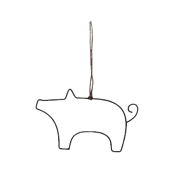 SchweinHänger Teal, schwarz, Metall, 13,5x0,2x8 cm