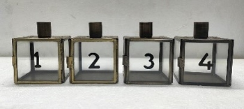 KerzenHalterSet/4 1234 Doré, gold, Metall/Glas, 8x8x10 cm