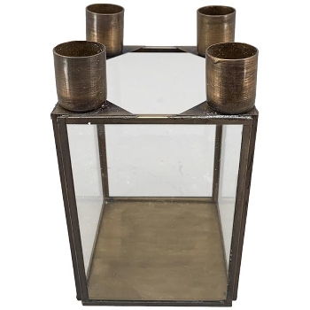 KerzenHalter Doré, gold, Metall/Glas, 9,5x9,5x16 cm