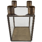 KerzenHalter Doré, gold, Metall/Glas, 9,5x9,5x16 cm