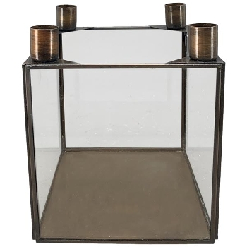 KerzenHalter Doré, gold, Metall/Glas, 16x16x18,5 cm
