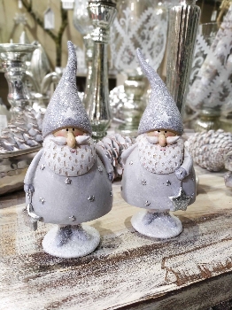 Santa Lilian, grau/weiß, Polyresin, 9x6x20,5 cm