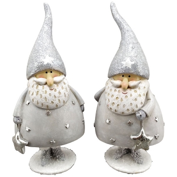 Santa Lilian, grau/weiß, Polyresin, 9x6x20,5 cm
