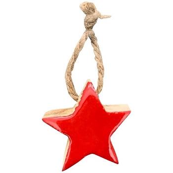 SternHänger in Glas Dost, rot, Holz/Glas, 5x1x5 cm