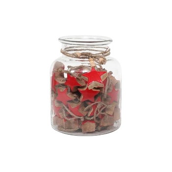 SternHänger in Glas Dost, rot, Holz/Glas, 5x1x5 cm
