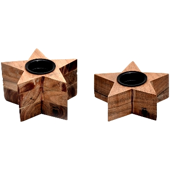 KerzenHalter Dost, natur, Holz, 13x13x5 cm