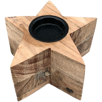 KerzenHalter Dost, natur, Holz, 13x13x5 cm