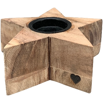 KerzenHalter Dost, natur, Holz, 13x13x8 cm