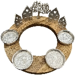 KerzenHalter GROS, silber, Holz/Alu, 29x29x13 cm