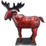Elch Kanu, rot, Metall, 32x10x34 cm