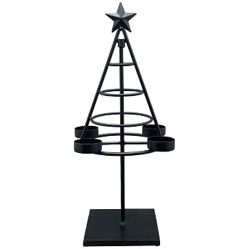 BaumKerzenHalter Sobre, schwarz, Metall, 21x21x40 cm