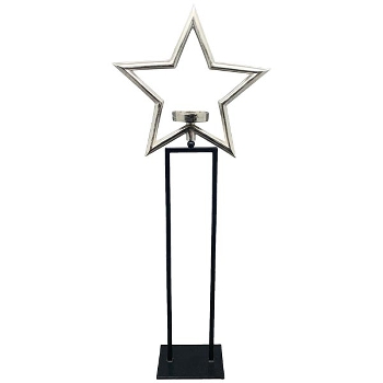SternKerzenHalter Sobre, silber/schwarz, Alu/Metall, 36x14x92 cm