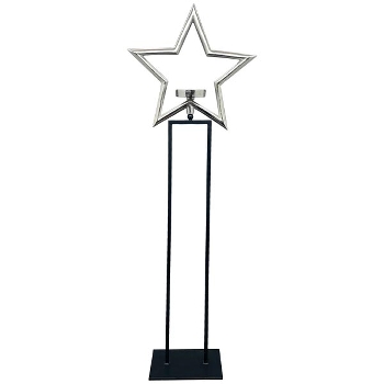 SternKerzenHalter Sobre, silber/schwarz, Alu/Metall, 36x15x111 cm