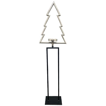 BaumTeeLichtHalterStänder Sobre, silber/schwarz, Alu/Metall, 28x14x102 cm