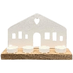 HausTeeLichtHalter Puri, creme/natur, Alu/ Holz, 30x9x20 cm