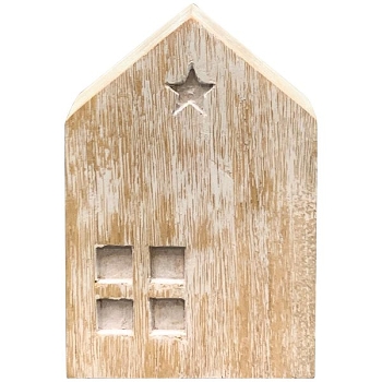 Haus Dost, natur/weiß, Holz, 8,3x4x12,2 cm