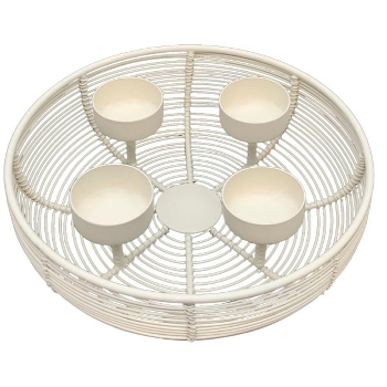 TeeLichtHalter Dazz, creme, Metall, 20x20x6,5 cm