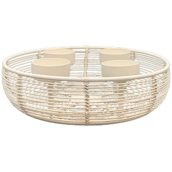 TeeLichtHalter Dazz, creme, Metall, 20x20x6,5 cm
