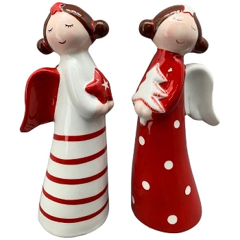Engel Chrissie, rot/weiß, Dolomite, 7,3x6,3x19 cm