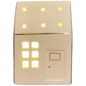 LED Haus CœuR, weiß, Porzellan, 7x6x9,5 cm