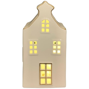 LED Haus CœuR, weiß, Porzellan, 8,6x8,1x17,2 cm