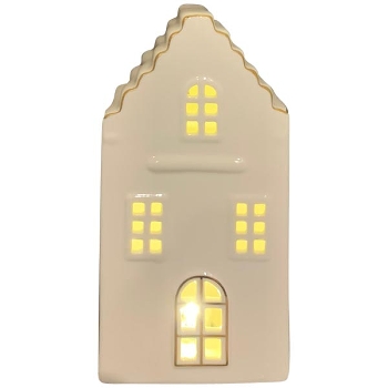 LED Haus CœuR, weiß, Porzellan, 9,4x8,4x17,9 cm