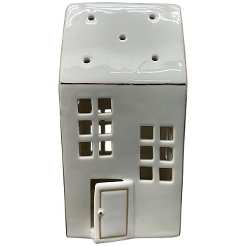 LED Haus CœuR, weiß, Porzellan, 9x9x18,5 cm