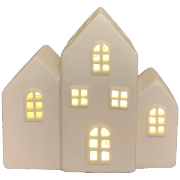 LED Haus CœuR, weiß, Porzellan, 11x5,5x9,6 cm