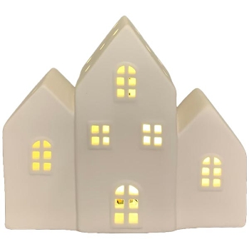 LED Haus CœuR, weiß, Porzellan, 15,5x6x13,2 cm