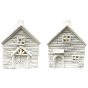 LED Haus CœuR, weiß, Porzellan, 4,7x5,1x7,8 cm
