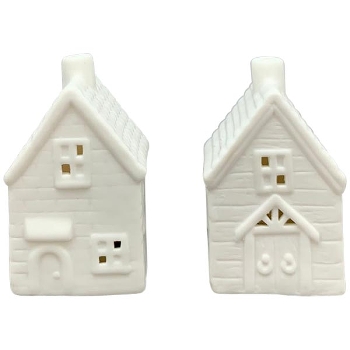 LED Haus CœuR, weiß, Porzellan, 8,5x7,8x11,3 cm
