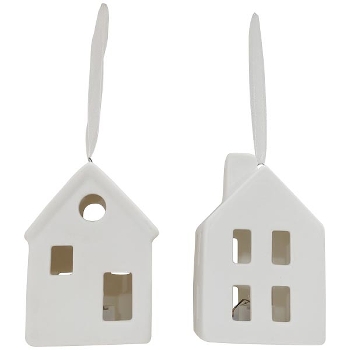 LED HausHänger CœuR, weiß, Porzellan, 6x4,5x8,5 cm