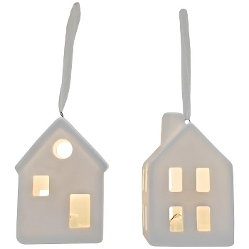 LED HausHänger CœuR, weiß, Porzellan, 6x4,5x8,5 cm