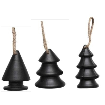 TannenBaumHänger Sobre, schwarz, Holz, 6x6x12 cm, 5x5x13 cm,
