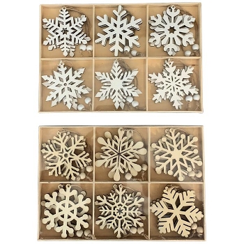 Schneeflockehänger Set/12 Dost, Holz, 25x17x1,5 cm