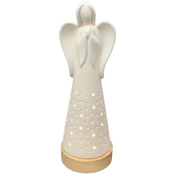 Engel mit LED CœuR, Porzellan, 8,8x8,8x26,8 cm