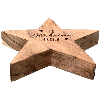 GlücksStern Dost, natur, Holz, 20x20x4 cm