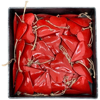 HerzHänger Enamel, rot, Metall, 5,5x1x8 cm