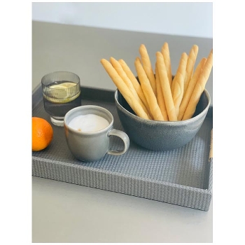 Tablett AVOIR, grau, MDF/PU, 42x28x4 cm