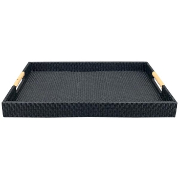 Tablett AVOIR, schwarz, MDF/PU, 42x28x4 cm